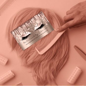 Makeup Eyelash Hairdresser Scissors Rose Gold Skin Business Card by luxury_luxury at Zazzle