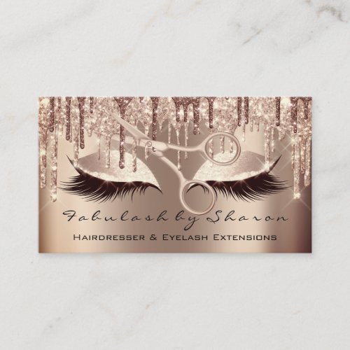 Makeup Eyelash Hairdresser Scissors Rose Skin Drip Business Card