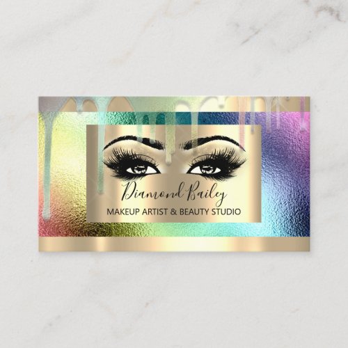 Makeup Eyelash Holograph Rainbow Hair Stylist Business Card