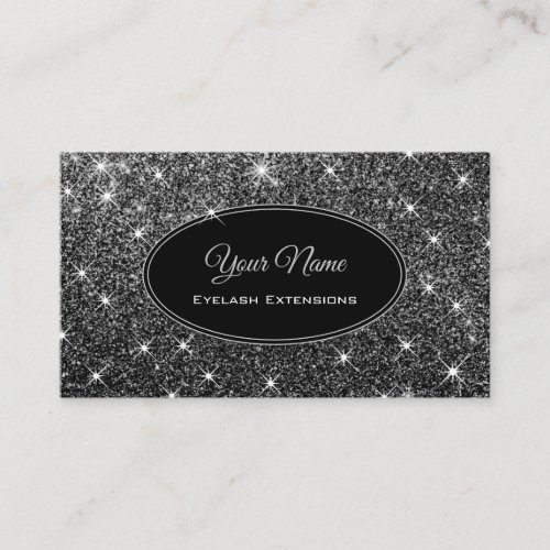 Makeup Eyelash Luminous Silver Glitter Stars Dark Business Card