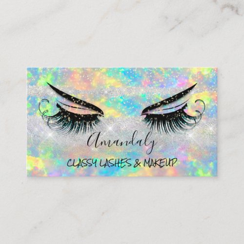 Makeup Eyelash Microblade Drip Nail Holograph Gray Business Card