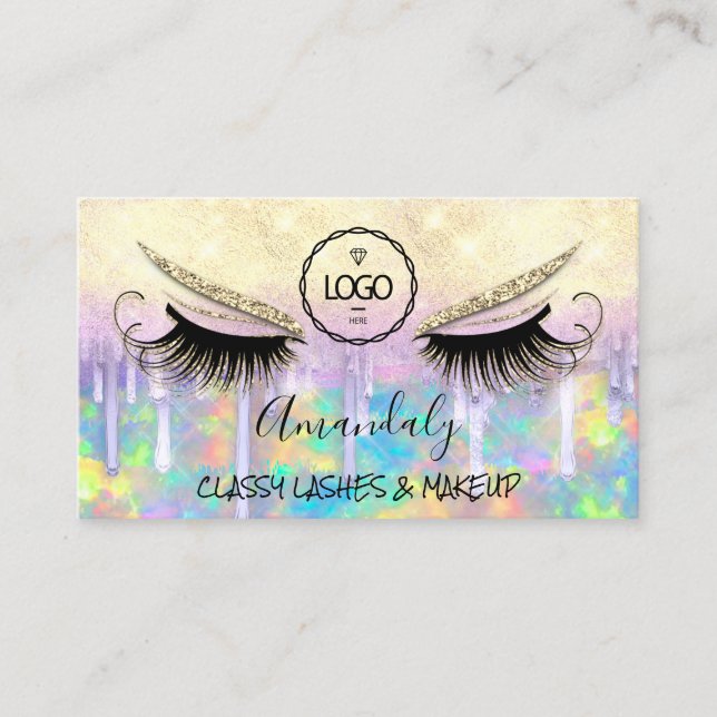 Makeup Eyelash Microblade Drips Custom Logo  Business Card (Front)