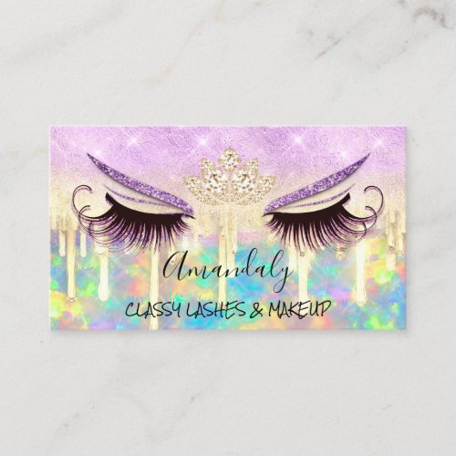 Makeup Eyelash Microblade Drips Logo Lotus Business Card