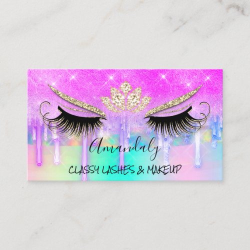 Makeup Eyelash Microblade Drips Logo Lotus Diamond Business Card