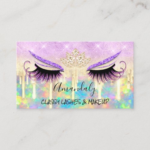 Makeup Eyelash Microblade Drips Logo Lotus Royal Business Card