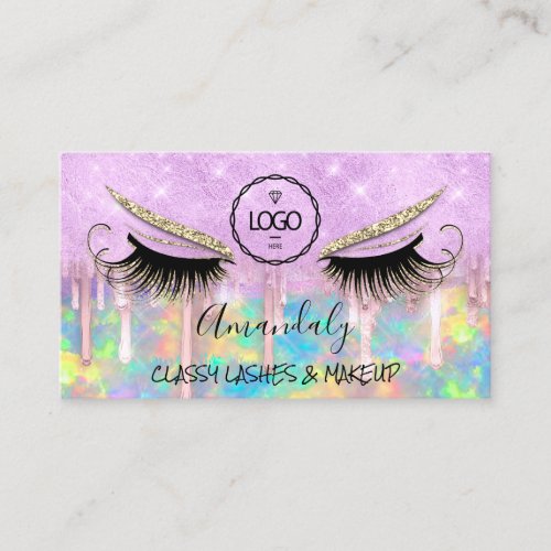 Makeup Eyelash Microblade Drips Lotus Purple Logo Business Card