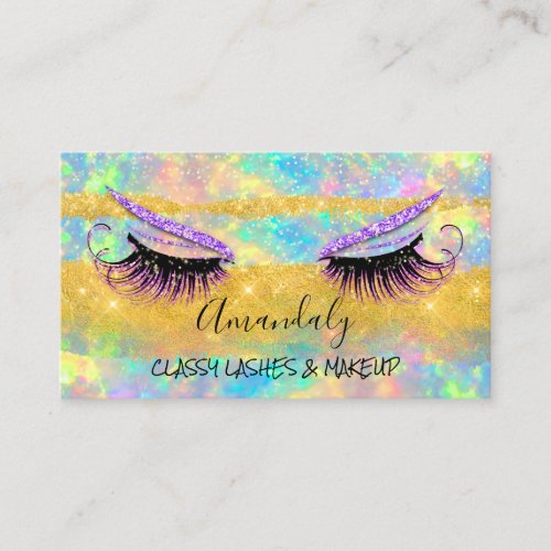 Makeup Eyelash Microblade Drips Nails Holographic Business Card