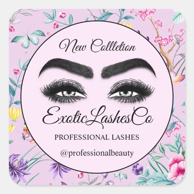 Makeup Eyelash Packaging Cleaner Pink Thank You  Square Sticker (Front)