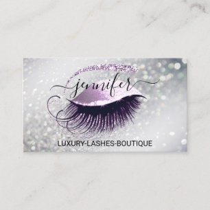 Makeup Eyelash QR Code Logo Glitter Lux Pink Business Card