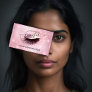 Makeup Eyelash QR Code Logo Glitter Pink Rose Glam Business Card