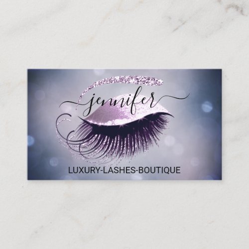 Makeup Eyelash QR Code Logo Glitter Smoky  Pink Business Card