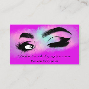 Makeup Eyelash QR CODE Logo Microblading Brow Pink Business Card