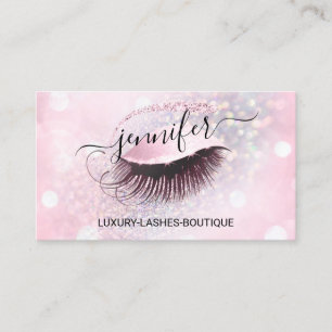 Makeup Eyelash QR Code Pink Glitter Eye Diamond Business Card