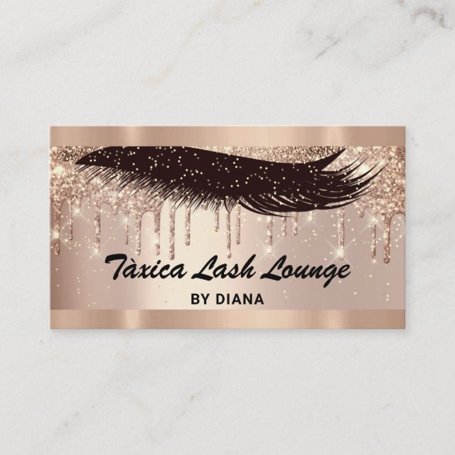 Makeup Eyelash Rose Glitter QRCODE Logo Confetti  Business Card (Front)