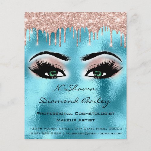 Makeup Eyelashes Beauty Salon  Eyes Drips Blue Flyer