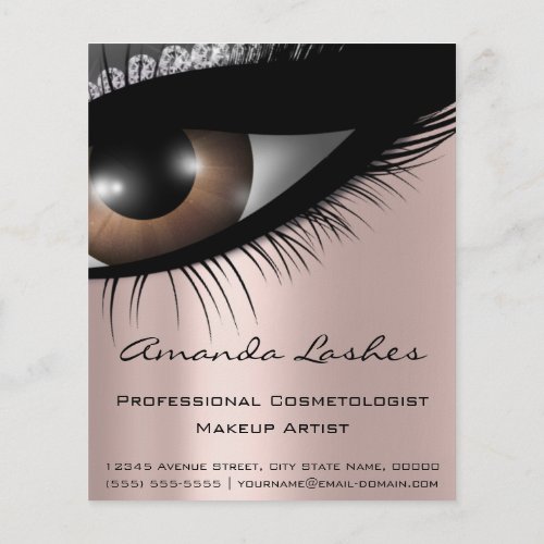 Makeup Eyelashes Beauty Salon Gray Rose Diamond Flyer