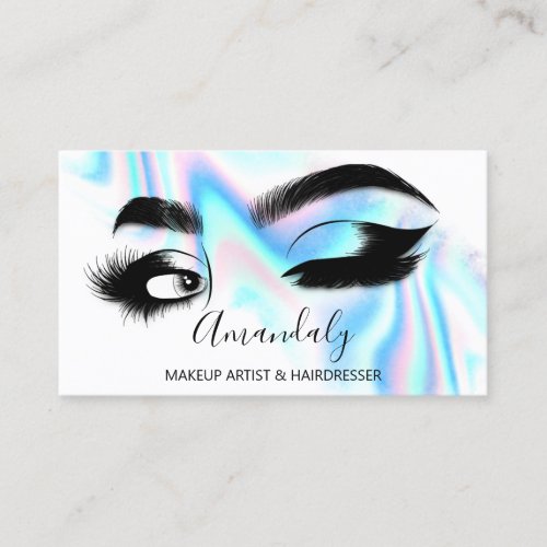 Makeup Eyelashes Brow QR CODE Logo Holographic Business Card