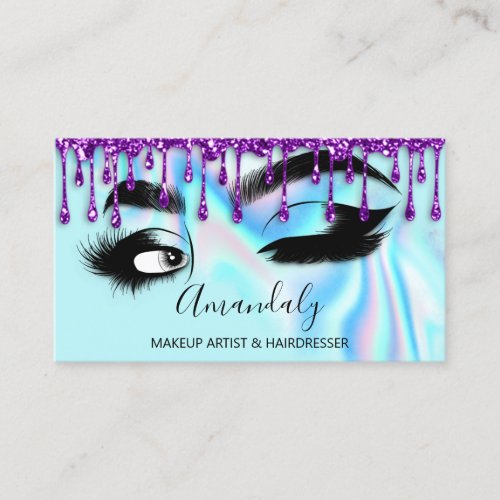 Makeup Eyelashes Brow QR CODE Logo Holographic  Business Card