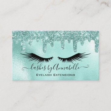 Makeup EyeLashes Sparkle Glitter Drip Aqua Business Card