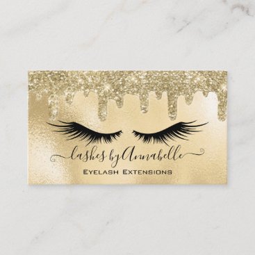 Makeup EyeLashes Sparkle Glitter Drip Blush Gold Business Card