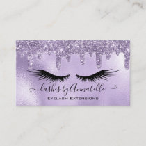Makeup EyeLashes Sparkle Glitter Drip Blush Purple Business Card