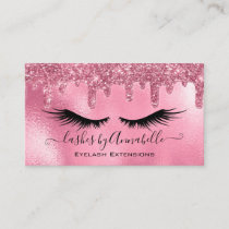 Makeup EyeLashes Sparkle Glitter Drip Pink Business Card