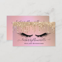 Makeup EyeLashes Sparkle Gold Glitter Drip  Busine Business Card