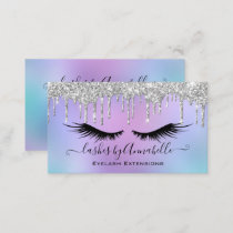 Makeup EyeLashes Sparkle Silver Glitter Drip Business Card