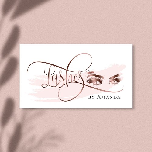 Makeup Eyes Crown Lashes Rose Gold Business Card