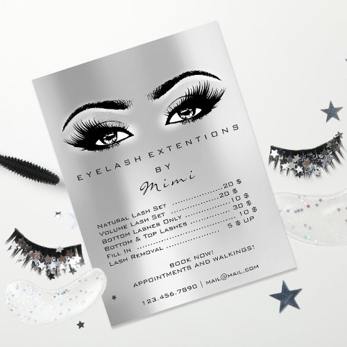 Makeup Eyes Lashes Extension Price List Gray Poster