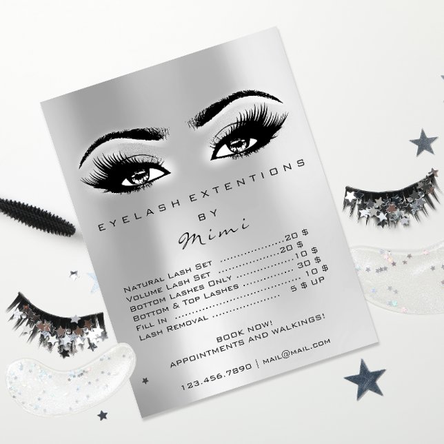 Makeup Eyes Lashes Extension Price List Gray Poster (Creator Uploaded)