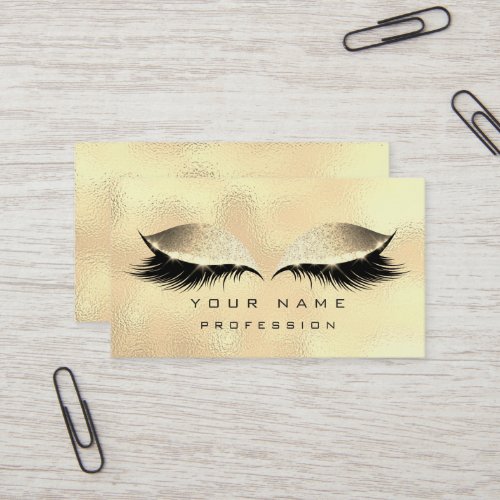 Makeup Eyes Lashes Glitter Glass Foxier Gold Business Card