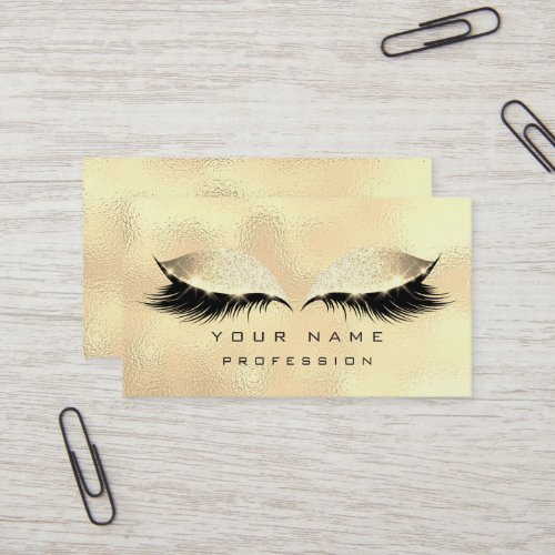 Makeup Eyes Lashes Glitter Glass Foxier Gold VIP Business Card
