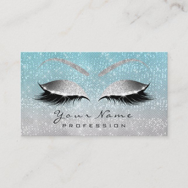 Makeup Eyes Lashes Glitter Gray Blue Appointment Card (Front)