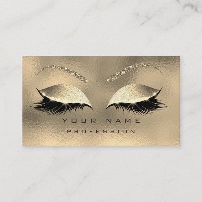 Makeup Eyes Lashes Glitter Metallic Glass Eyebrow Business Card (Front)