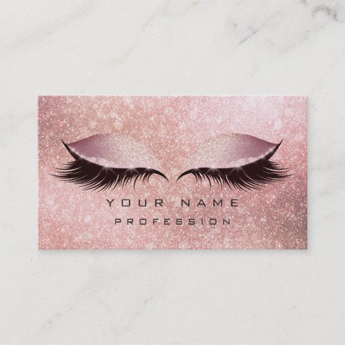 Makeup Eyes Lashes Glitter Rose Gold Blush Sparkly Business Card