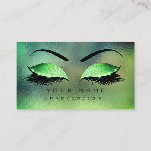 Makeup Eyes Lashes Glitter Tropical Green Eyebrow Business Card