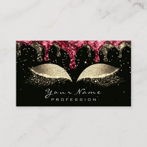 Makeup Eyes Lashes Glitter Wax Black Gold Burgundy Business Card