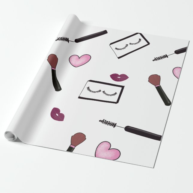 Makeup- fashion illustration wrapping paper (Unrolled)