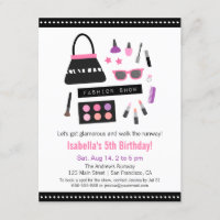 Makeup Fashion Show Birthday Party Invitations