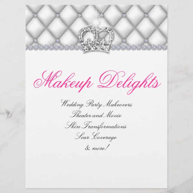 Makeup Flyer Hair Salon Satin Diamonds White (Front)