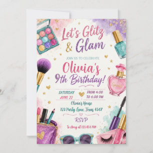 Makeup girl Beauty Glam Birthday Invitation
