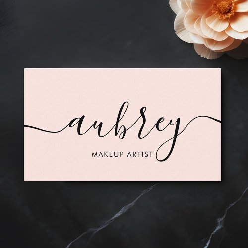 Makeup Girly Social Media Script Peach Business Card