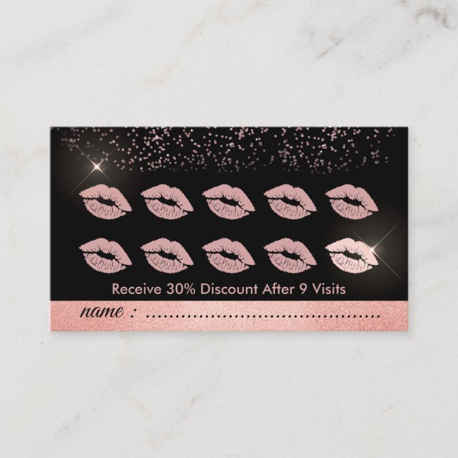 Makeup Glitter dots punch lips loyalty Business Card