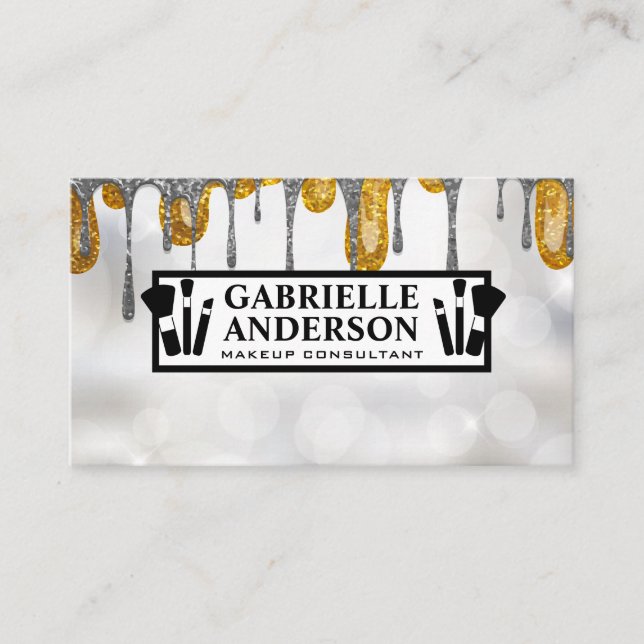 Makeup Glitter Drip | Makeup Artist Business Card (Front)