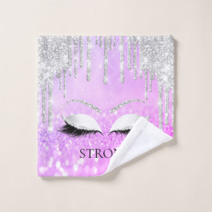 Makeup Glitter Eyes Drips Silver Pink Fuchsia Name Wash Cloth