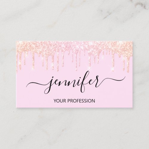 Makeup Glitter Lash Hair Nail Pink Drips Rose Business Card
