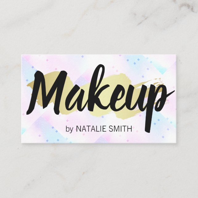 Makeup | Gold Brushed | Mosaic Geometric Business Card (Front)