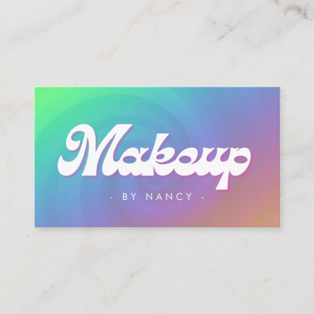 Makeup Groovy Retro Rainbow Swirl  Business Card (Front)