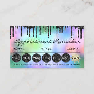Makeup Hair Appointment Reminder Black Glitter Business Card